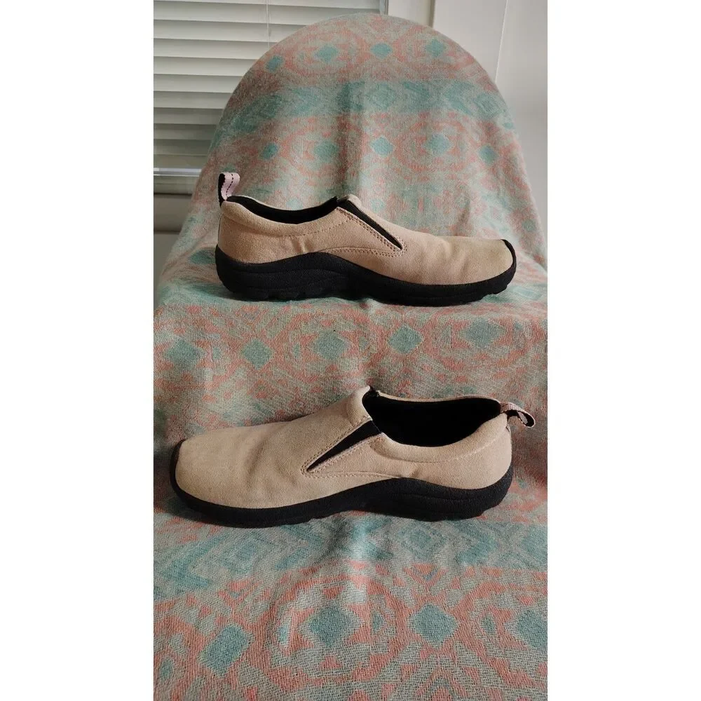 Faded Glory Men's 8.5 tan Canvas‎ Leather Slip-On Suede Loafers